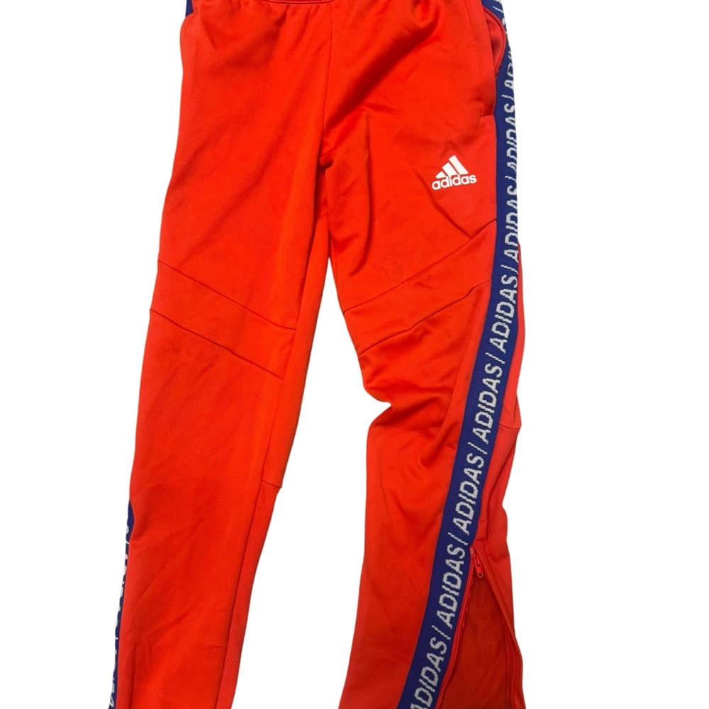 Adidas Kids' Red Joggers with Blue Accents
